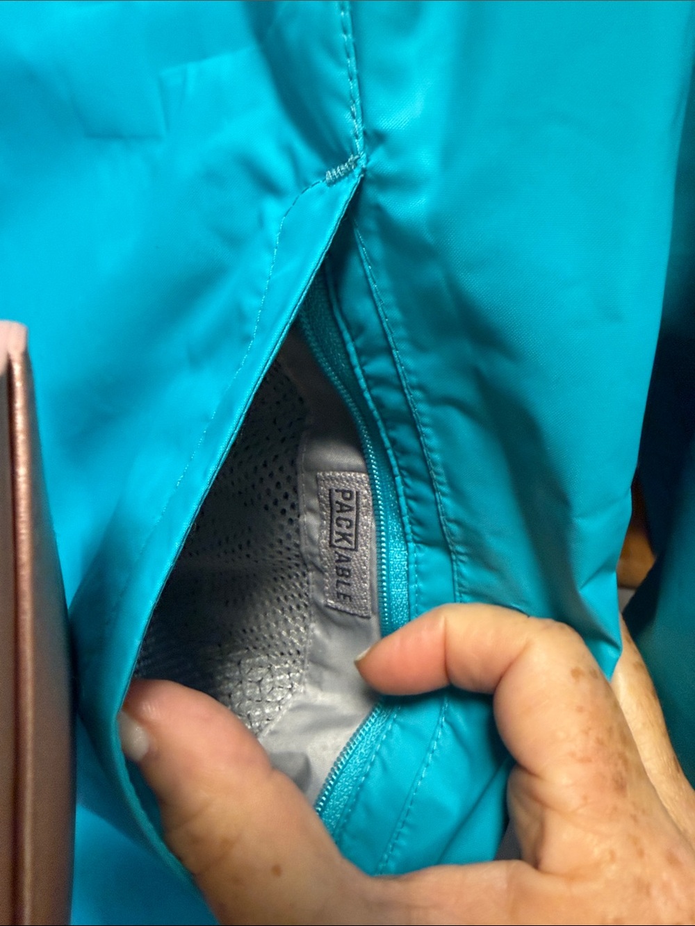 Columbia Bright Teal Hooded Rain Shell Medium - Picture 5 of 6
